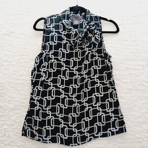 Blouse Size S Black White Office Siren Minimalist Quiet Chic Vacation Resort Y2K